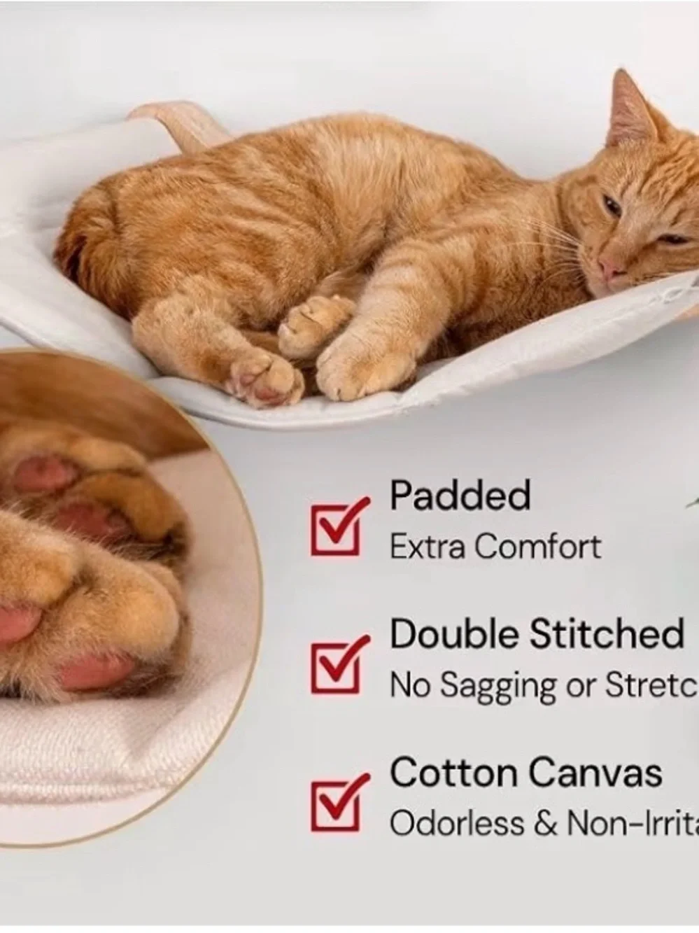 7 Ruby Road at Wall Hammock – Wall Mounted Cat Bed for Large Cats – Wood Perch